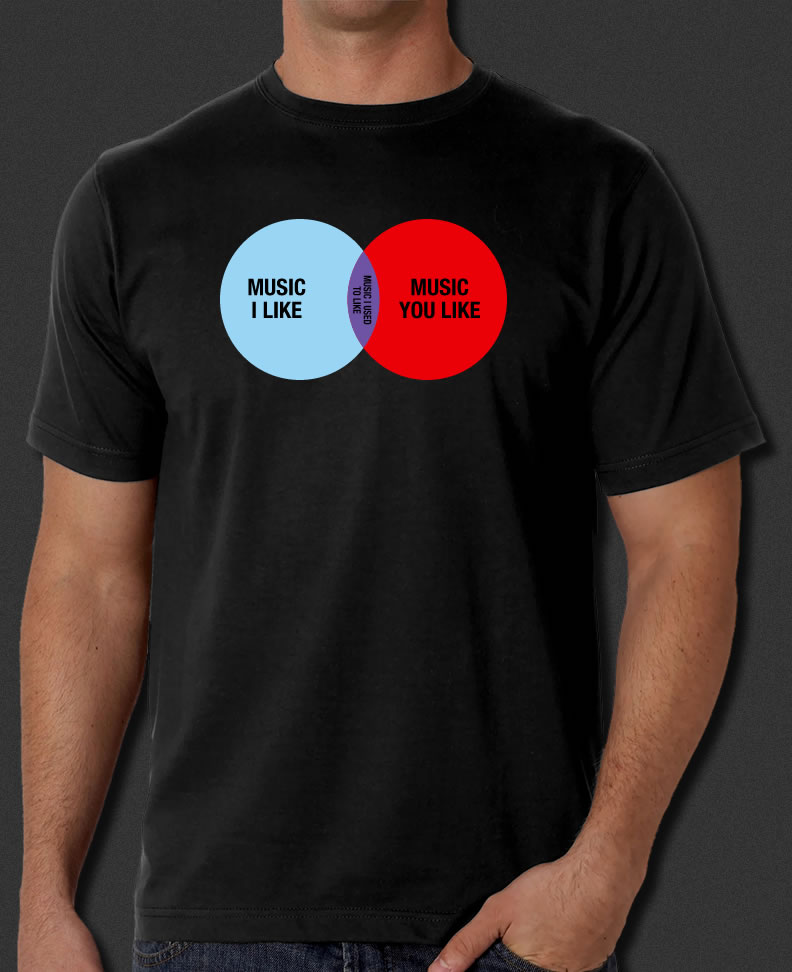 venn diagram music i like t shirt