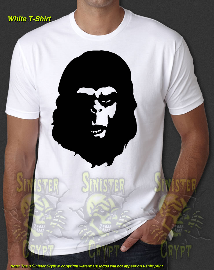 Planet of the Apes Movie Sci Fi Ape Head Retro 1968 New White T-Shirt S-6XL