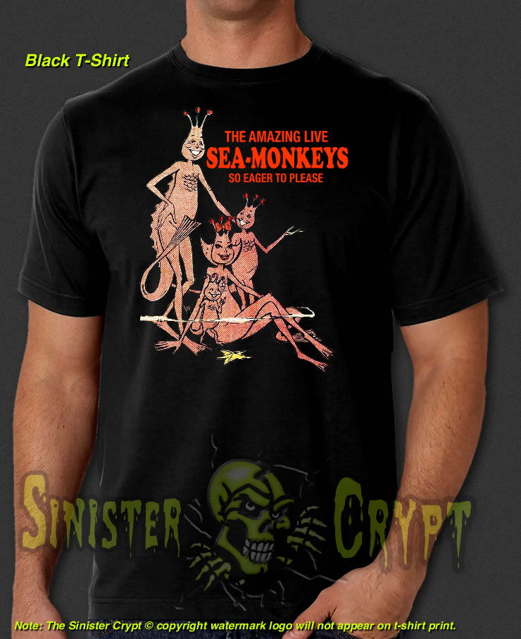 Sea-Monkeys 1960s 1970s Comics Comic Books Mid Century New Black T-shirt S-6XL