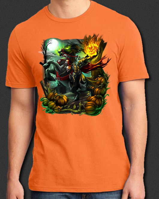 Sleepy Hollow Headless Horseman Halloween Horror New Orange T-Shirt S-6XL