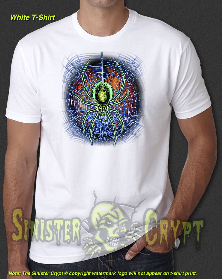 Spider in Spiderweb Halloween White t-shirt S-6XL